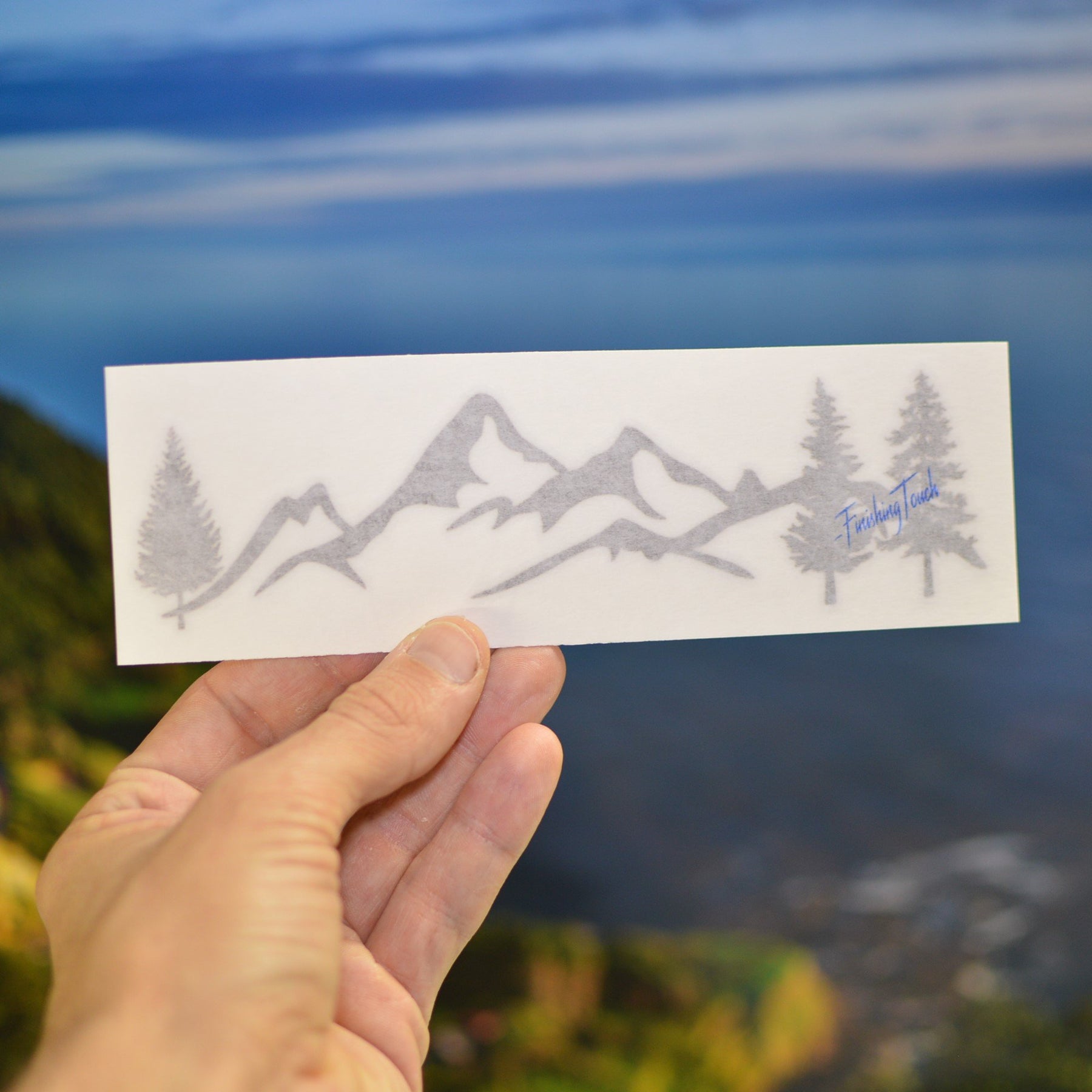 Vinyl Mountain Tree Decal Set 2pc | Car Emblem Graphic For Trunk Rear & Windows | Universal