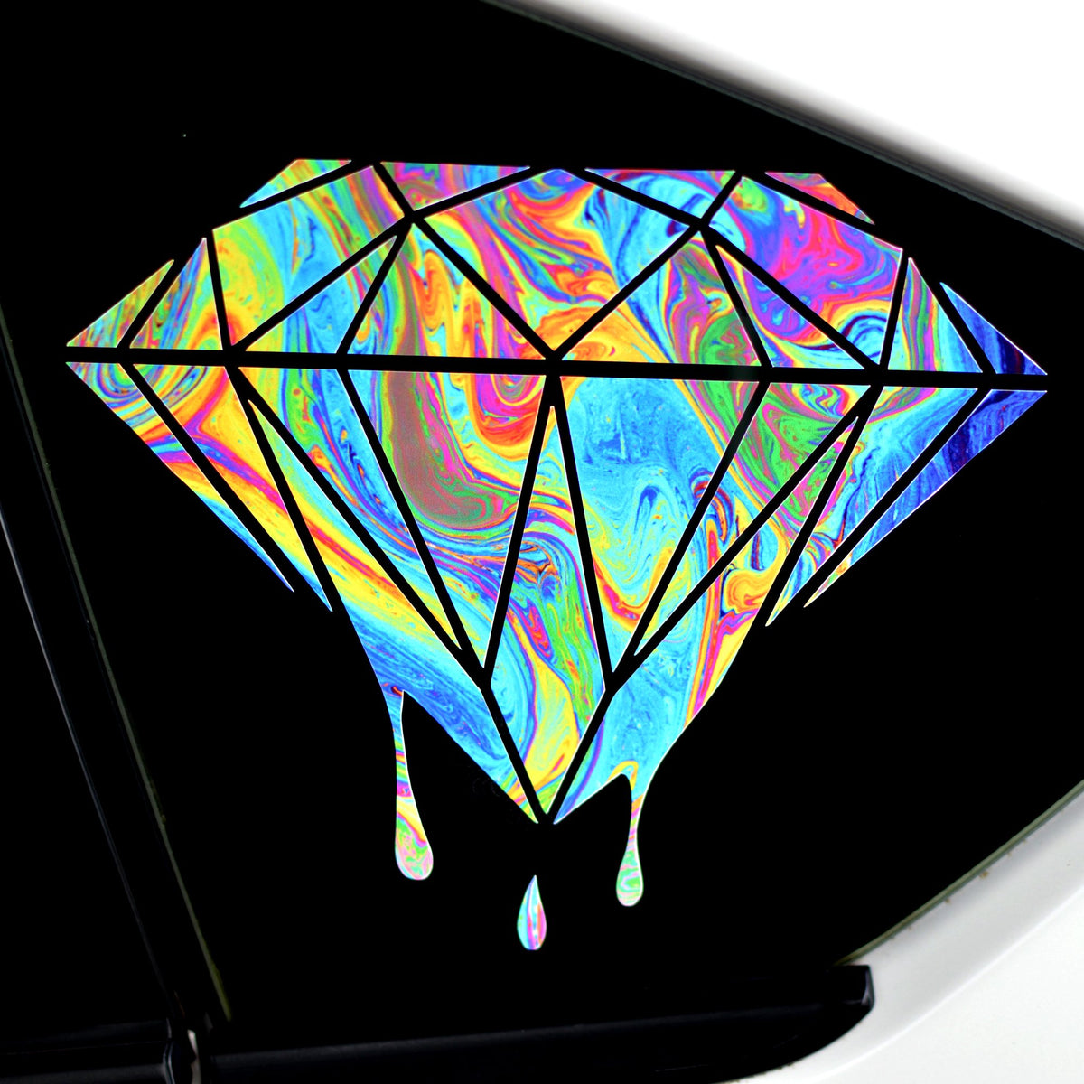 Swirling Colorful Diamond with Dripping Paint Finish Sticker ...