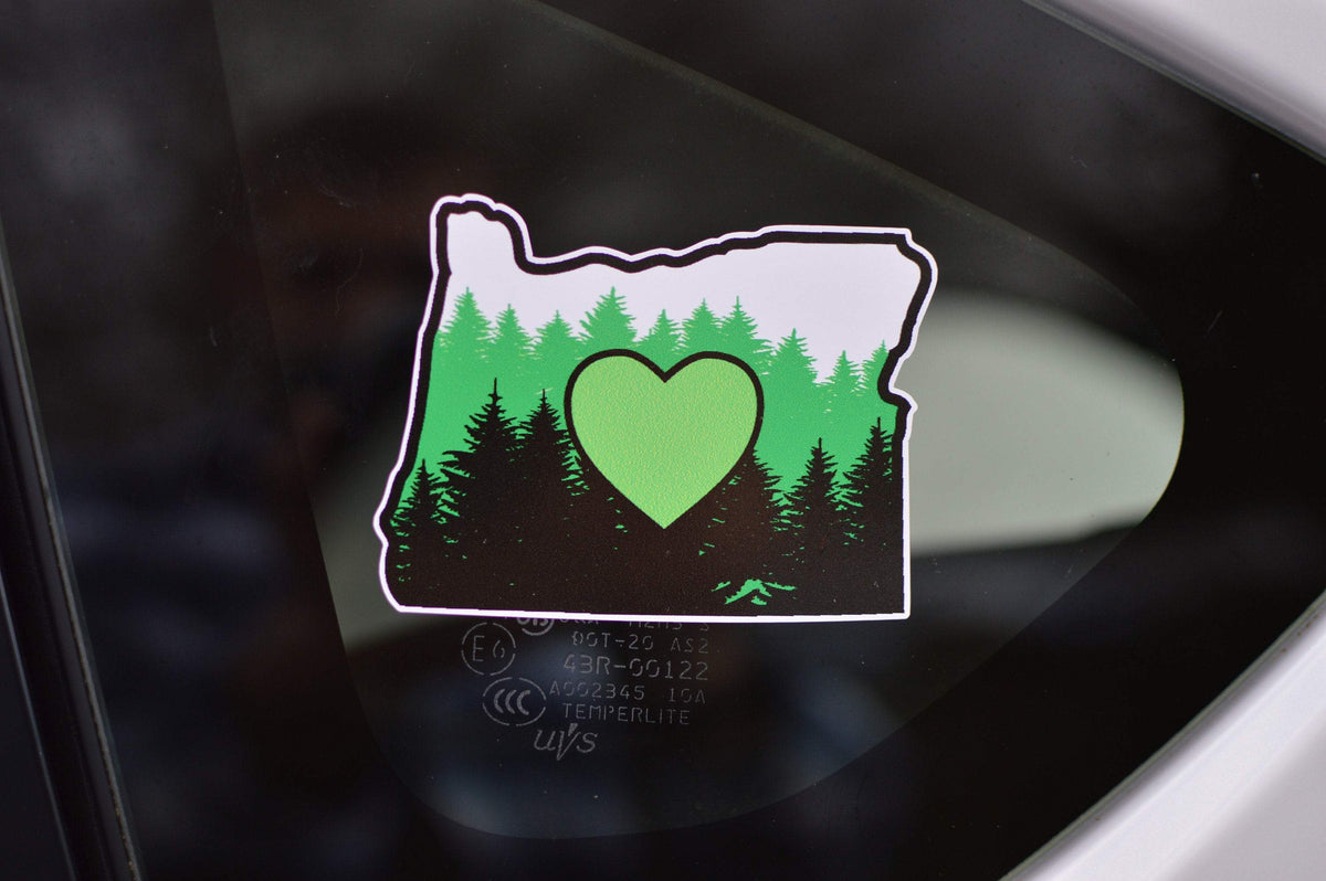 Oregon Green Heart in the Forest, I Love Oregon Sticker – Finishing ...